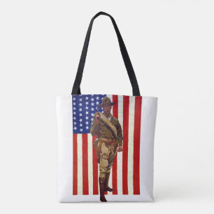 Vintage patriotischer Soldat mit amerikanischer Fl