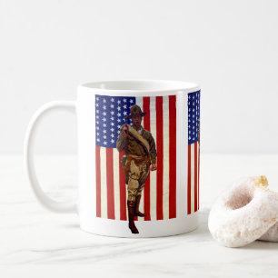 Vintage patriotischer Soldat mit amerikanischer Fl Kaffeetasse