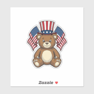 Vintage patriotischer Teddybär Vektor Design_1 Aufkleber