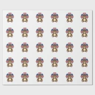 Vintage patriotischer Teddybär Vektor Design_1 Geschenkpapier