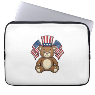 Vintage patriotischer Teddybär Vektor Design_1 Laptopschutzhülle