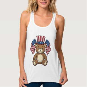 Vintage patriotischer Teddybär Vektor Design_1 Tank Top