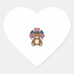 Vintage patriotischer Teddybär Vektordesign_1 Herz-Aufkleber