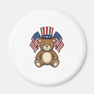 Vintage patriotischer Teddybär-Vektordesign_1 Magnet