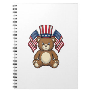 Vintage patriotischer Teddybär-Vektordesign_1 Notizblock