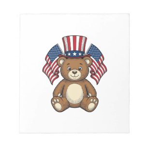 Vintage patriotischer Teddybär Vektordesign_1 Notizblock