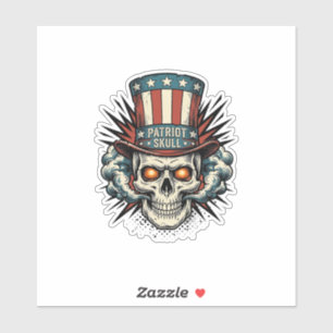 Vintage patriotischer Totenkopf-Zylinder T-Shirt-D Aufkleber
