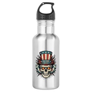 Vintage patriotischer Totenkopf-Zylinder-T-Shirt-D Edelstahlflasche