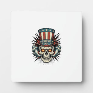 Vintage patriotischer Totenkopf-Zylinder T-Shirt-D Fotoplatte