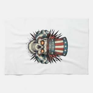 Vintage patriotischer Totenkopf-Zylinder-T-Shirt-D Geschirrtuch