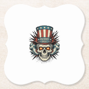 Vintage patriotischer Totenkopf-Zylinder T-Shirt-D Untersetzer