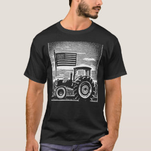 Vintage patriotischer Traktor auf einer Farm - Ame T-Shirt