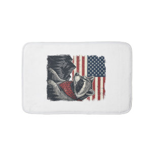 Vintage patriotischer Waschbär-Bergflag-Shirt-Desi Badematte