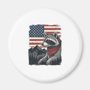 Vintage patriotischer Waschbär-Bergflag-Shirt-Desi Magnet