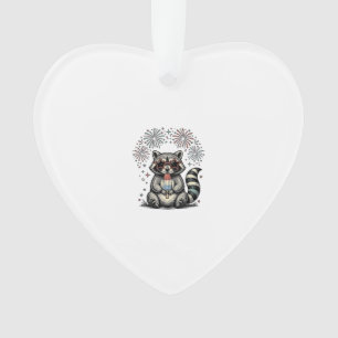 Vintage-patriotischer-Waschbär-Feuerwerk-Shirt-Ent Ornament