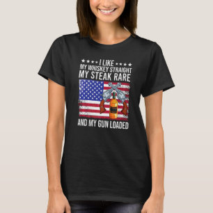Vintage patriotischer Whiskey-Steak-Gewehre Freihe T-Shirt