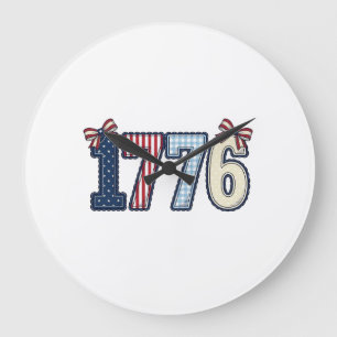 Vintage patriotisches 1776-Band-Shirt-Design_1 Große Wanduhr