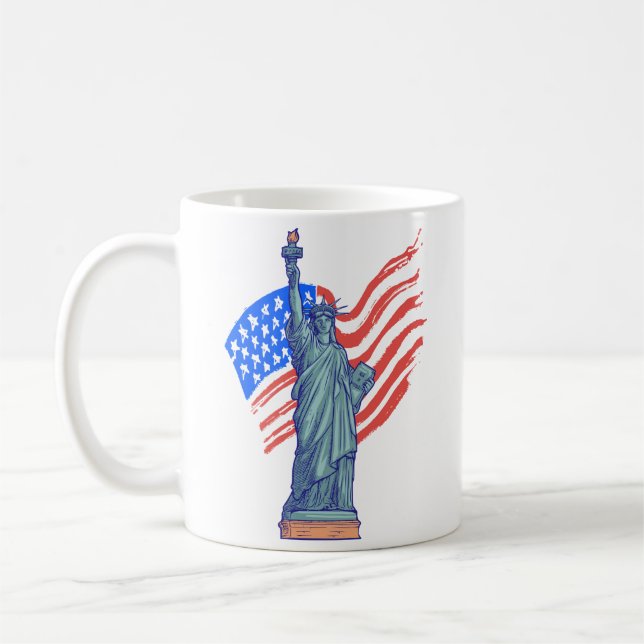 Vintage-patriotisches 4.-Juli-Design Kaffeetasse (Links)