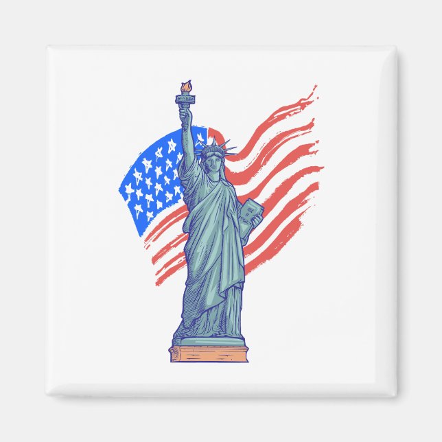 Vintage-patriotisches 4.-Juli-Design Magnet (Vorne)