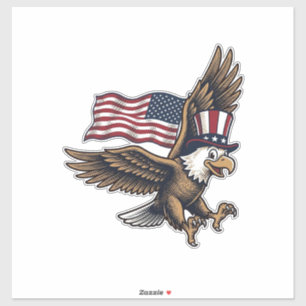 Vintage-patriotisches-Adler-Flag-Shirt-Design_1 Aufkleber
