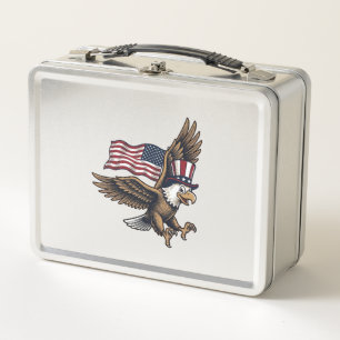 Vintage-patriotisches-Adler-Flag-Shirt-Design_1 Metall Brotdose
