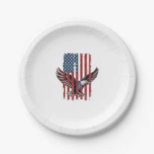Vintage-patriotisches-Adler-Flag-Shirt-Design_1 Pappteller