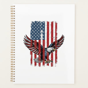Vintage patriotisches Adler-Flag-Shirt-Design_1 Planer