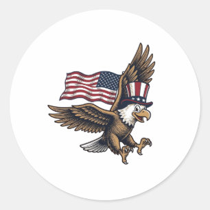 Vintage-patriotisches-Adler-Flag-Shirt-Design_1 Runder Aufkleber