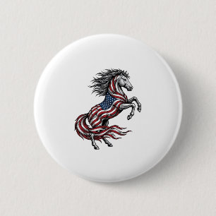 Vintage-patriotisches aufbäumendes Pferd-Vektor-Sh Button