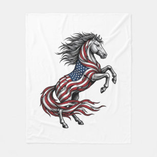 Vintage-patriotisches aufbäumendes Pferd-Vektor-Sh Fleecedecke