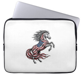 Vintage-patriotisches aufbäumendes Pferd-Vektor-Sh Laptopschutzhülle