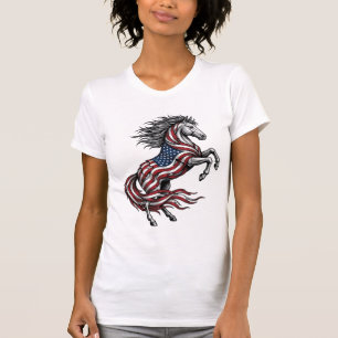 Vintage-patriotisches aufbäumendes Pferd-Vektor-Sh T-Shirt