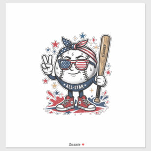 Vintage patriotisches Baseball-Maskottchen-Shirt-D Aufkleber