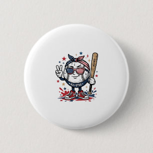 Vintage patriotisches Baseball-Maskottchen-Shirt-D Button