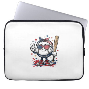 Vintage patriotisches Baseball-Maskottchen-Shirt-D Laptopschutzhülle