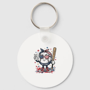 Vintage patriotisches Baseball-Maskottchen-Shirt-D Schlüsselanhänger