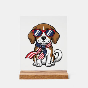 Vintage patriotisches Beagle-Hund-Sonnenbrille-Shi Acrylschild