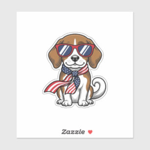 Vintage patriotisches Beagle-Hund-Sonnenbrille-Shi Aufkleber