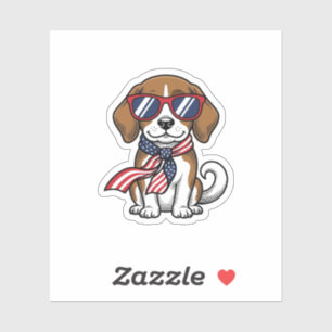 Vintage patriotisches Beagle-Hund-Sonnenbrille-Shi Aufkleber