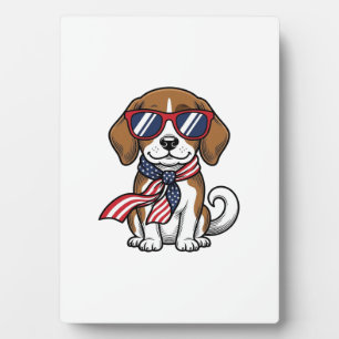 Vintage patriotisches Beagle-Hund-Sonnenbrille-Shi Fotoplatte