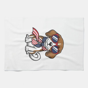 Vintage patriotisches Beagle-Hund-Sonnenbrille-Shi Geschirrtuch