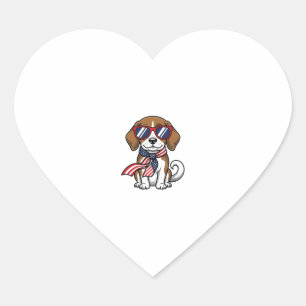 Vintage patriotisches Beagle-Hund-Sonnenbrille-Shi Herz-Aufkleber