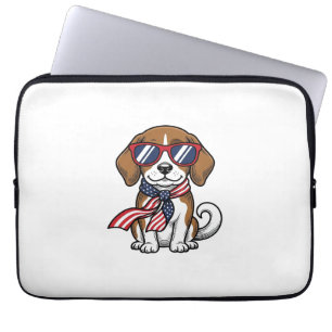 Vintage patriotisches Beagle-Hund-Sonnenbrille-Shi Laptopschutzhülle
