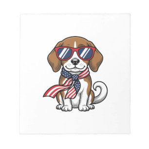 Vintage patriotisches Beagle-Hund-Sonnenbrille-Shi Notizblock