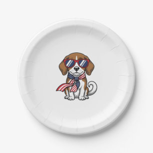 Vintage patriotisches Beagle-Hund-Sonnenbrille-Shi Pappteller