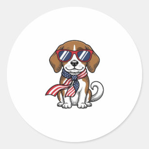 Vintage patriotisches Beagle-Hund-Sonnenbrille-Shi Runder Aufkleber