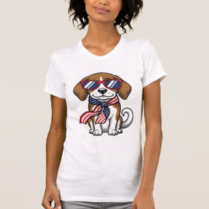Vintage patriotisches Beagle-Hund-Sonnenbrille-Shi T-Shirt