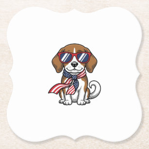 Vintage patriotisches Beagle-Hund-Sonnenbrille-Shi Untersetzer