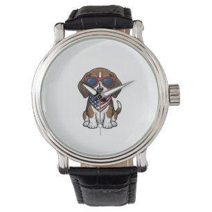 Vintage patriotisches Beagle-Welpen-Sonnenbrille-S Armbanduhr