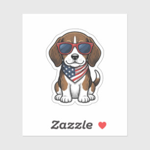 Vintage patriotisches Beagle-Welpen-Sonnenbrille-S Aufkleber